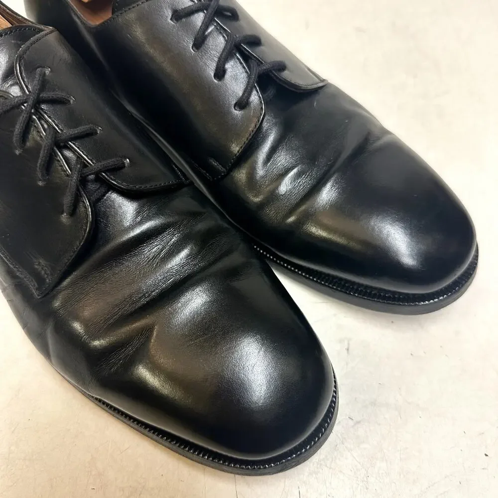 VERY GOOD Polo Ralph Lauren Plain Toe Derby Black Calf Made in Italy 10 D